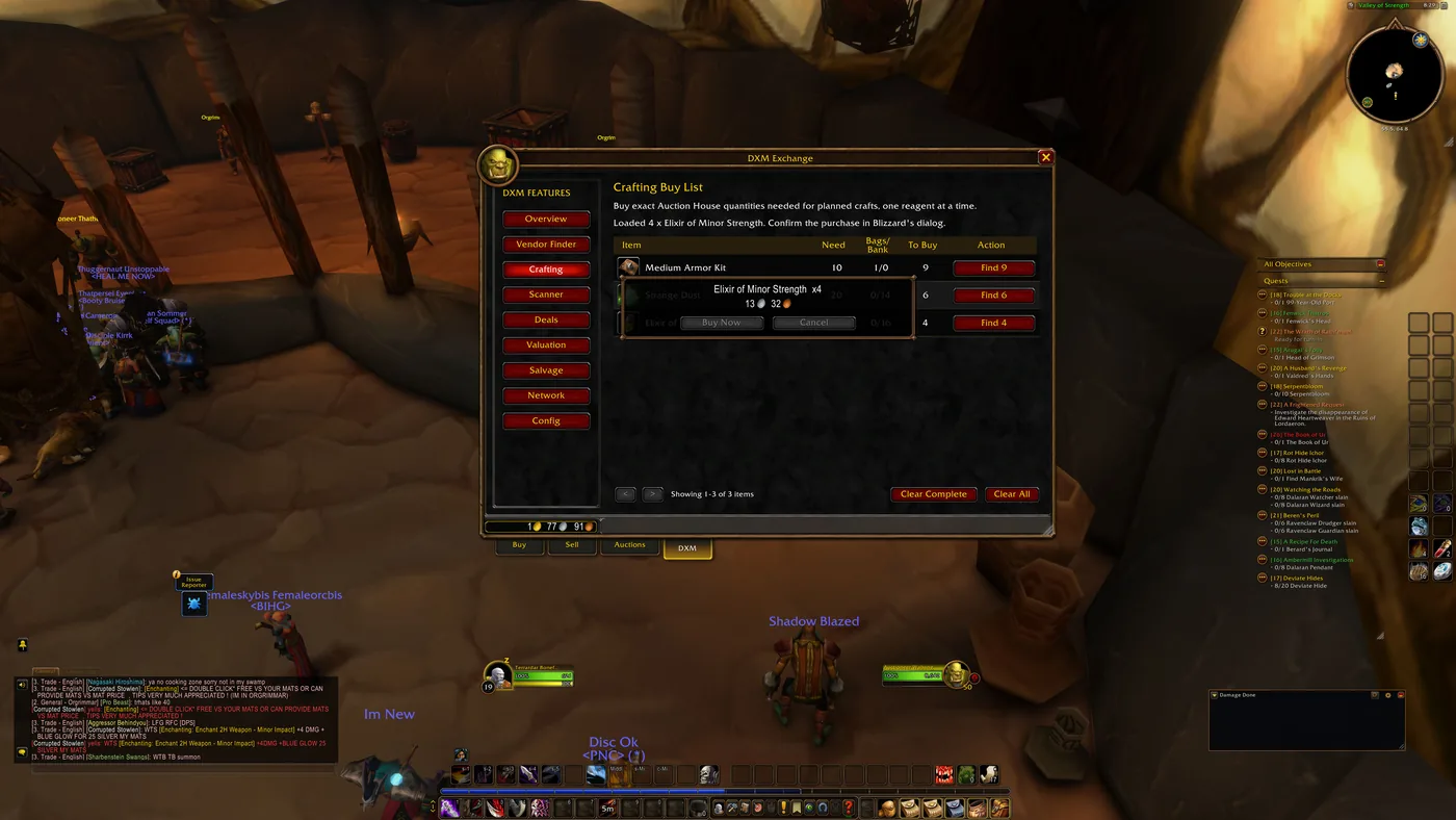 Craft Profit screen in DXM